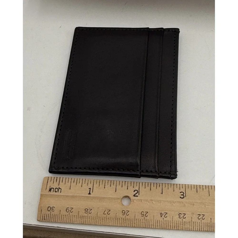 Coach Leather Card Case Very Dark Brown 5 Card Slots 3.9×2.8in Used EUC